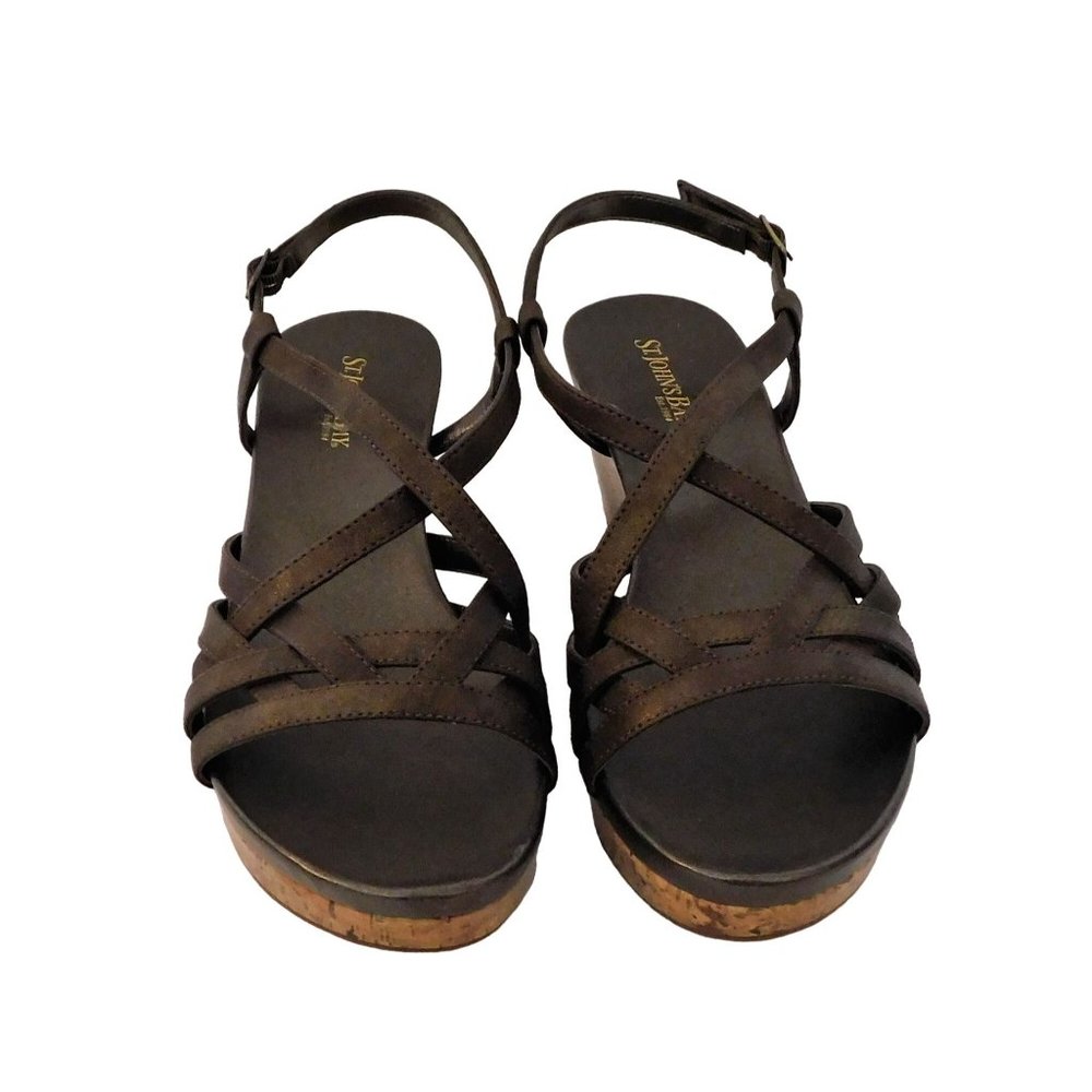 St.Johns Bay Mina Bronze Strappy Wedges Brown Womens Size 8.5 New with Box - Picture 3 of 10